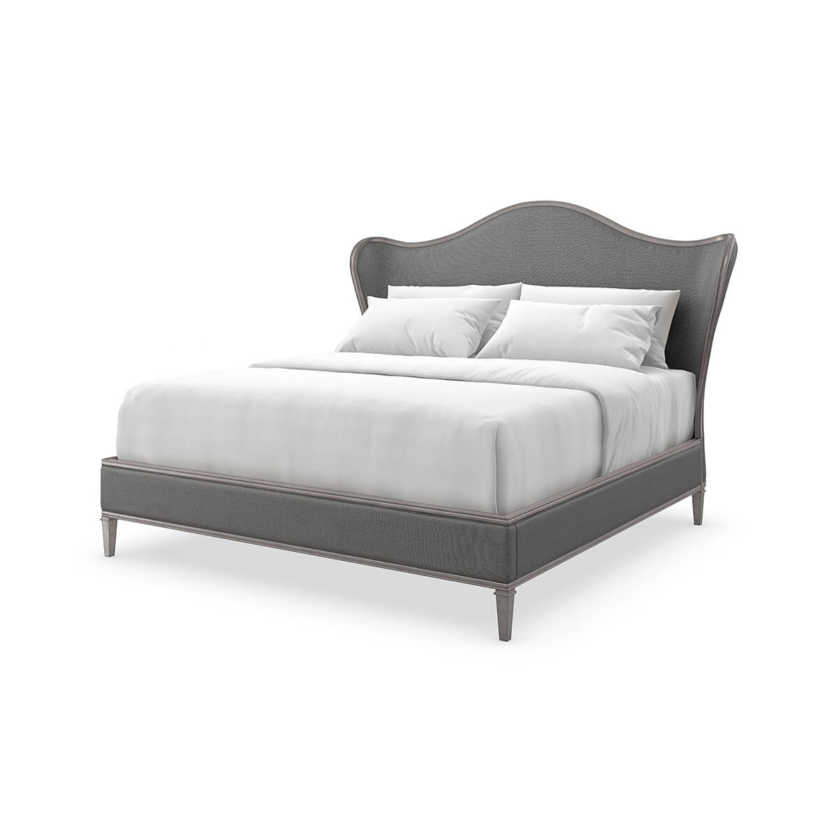 Transitional Style Upholstered Queen Bed - Sea Smoke - English Georgian America