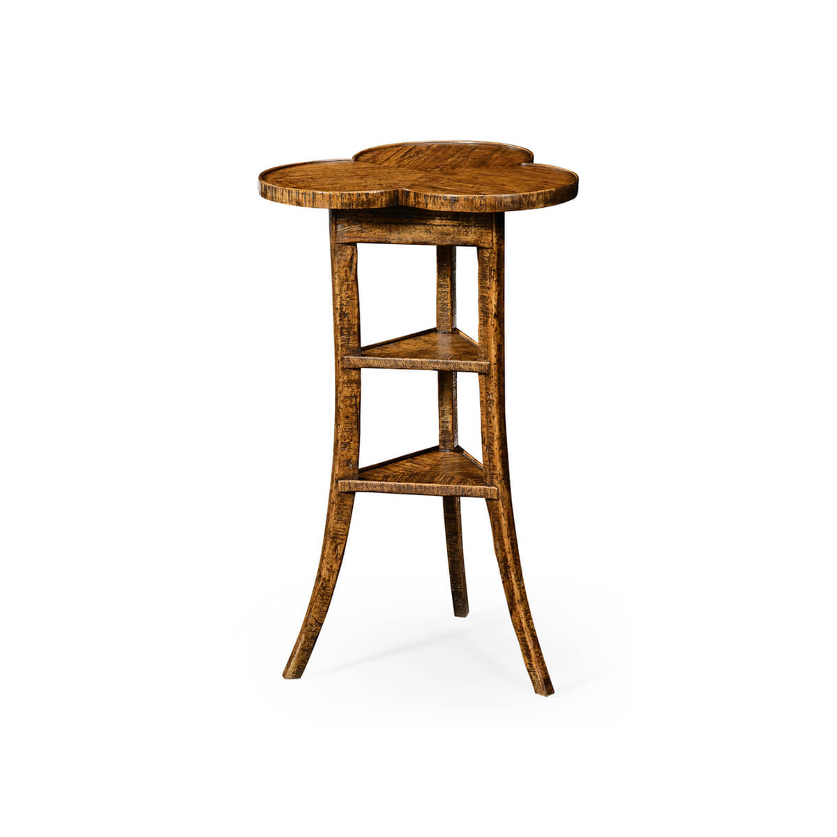 Trefoil Three-Tier Side Table - Country Walnut - English Georgian America