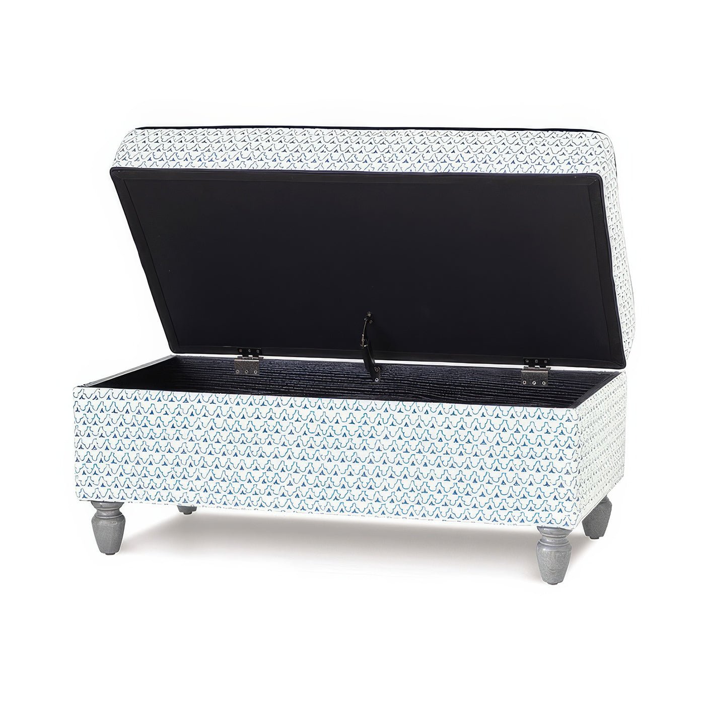 Trellis Print Storage Ottoman - English Georgian America