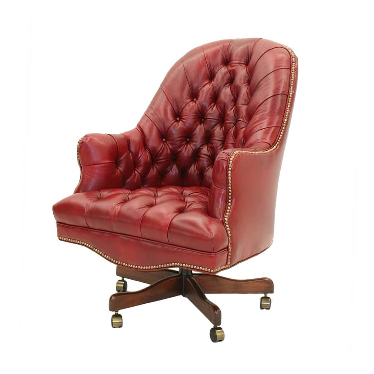 Tufted Barrel Back Desk Chair - Brown - English Georgian America