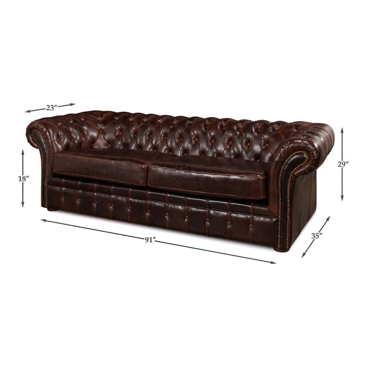 Tufted Leather Chesterfield Sofa - English Georgian America