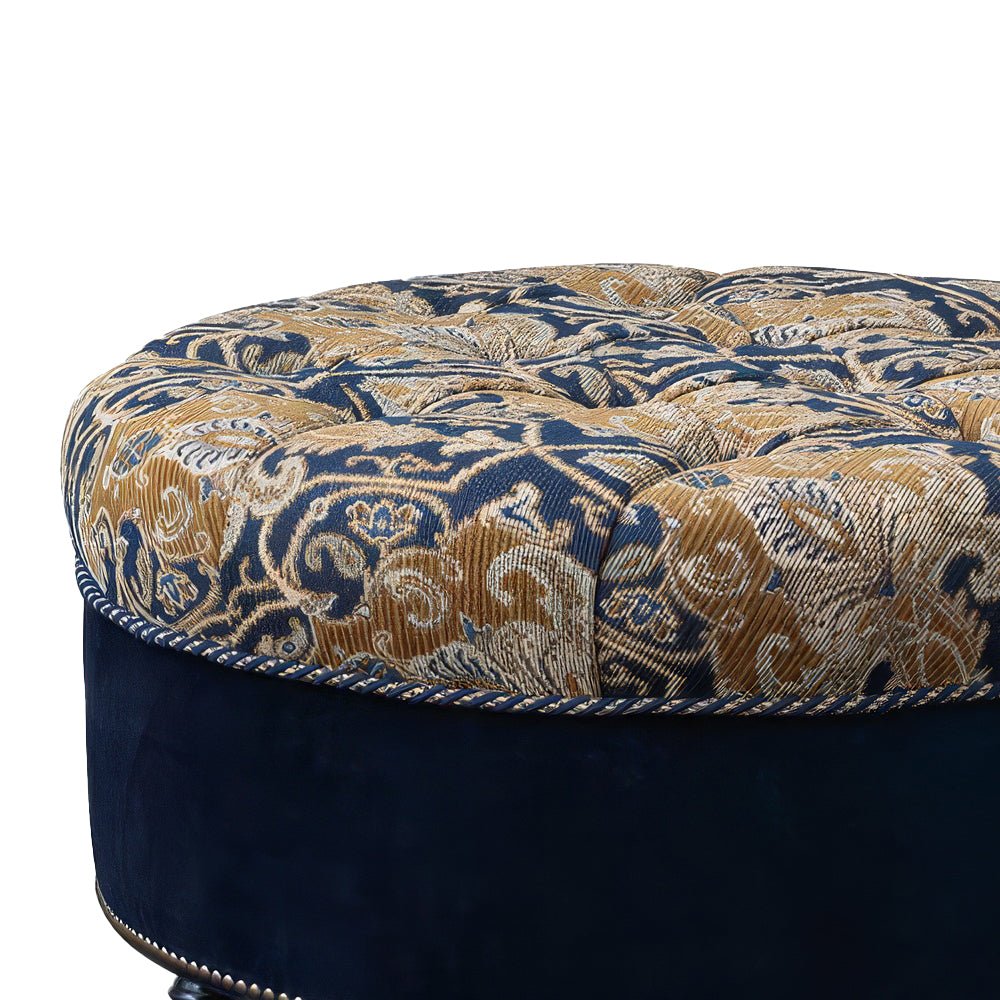 Tufted Round Ottoman - English Georgian America