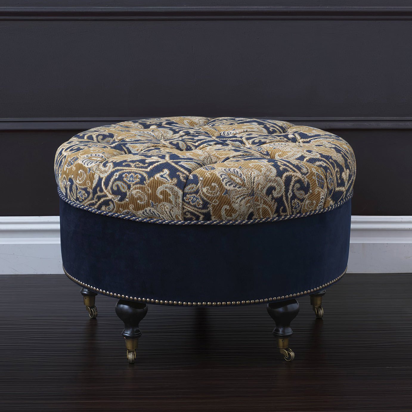 Tufted Round Ottoman - English Georgian America