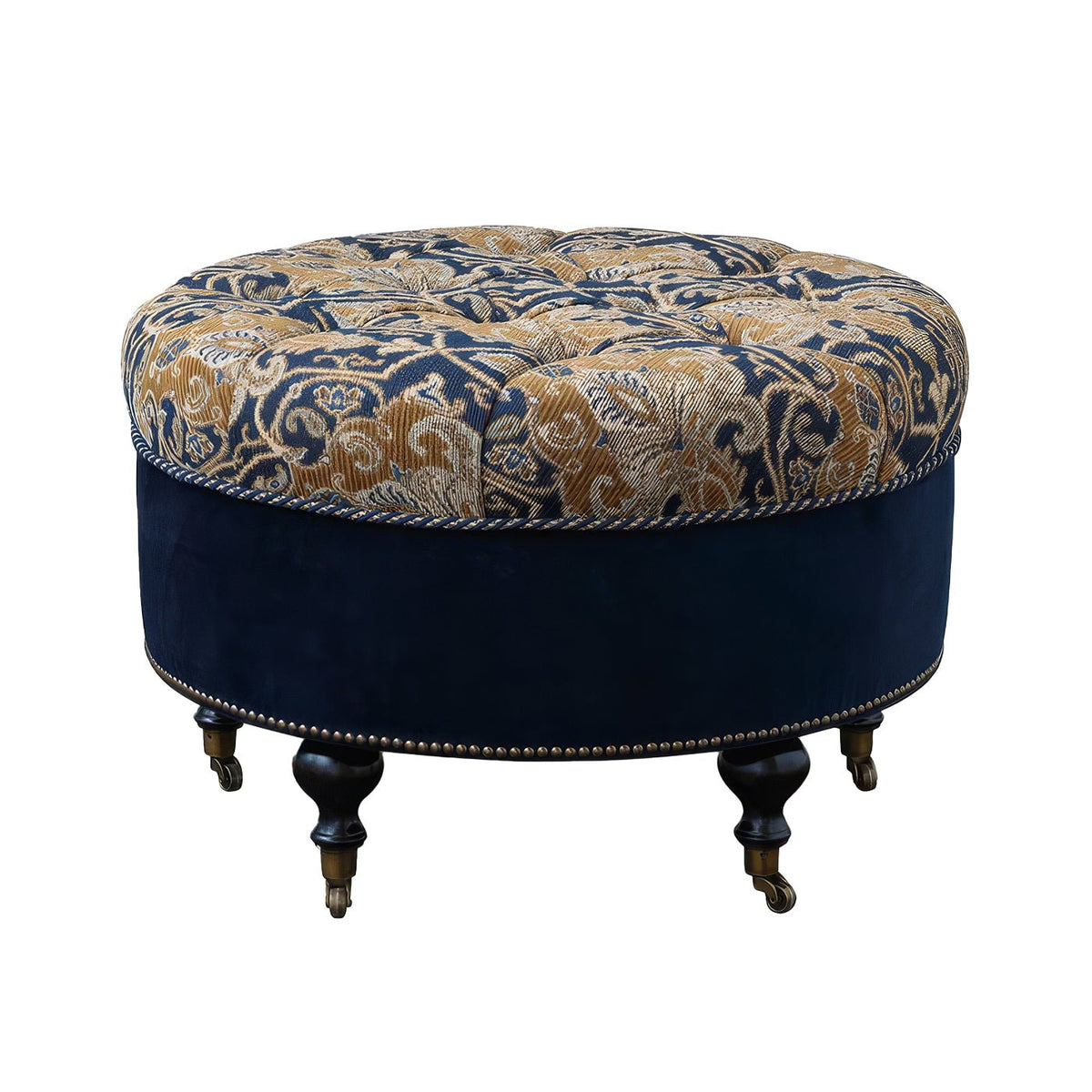 Tufted Round Ottoman - English Georgian America