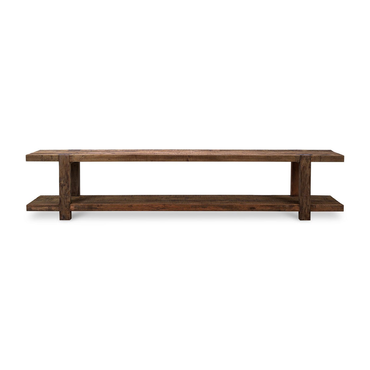 Two Tier Rustic Teak Media Console - English Georgian America