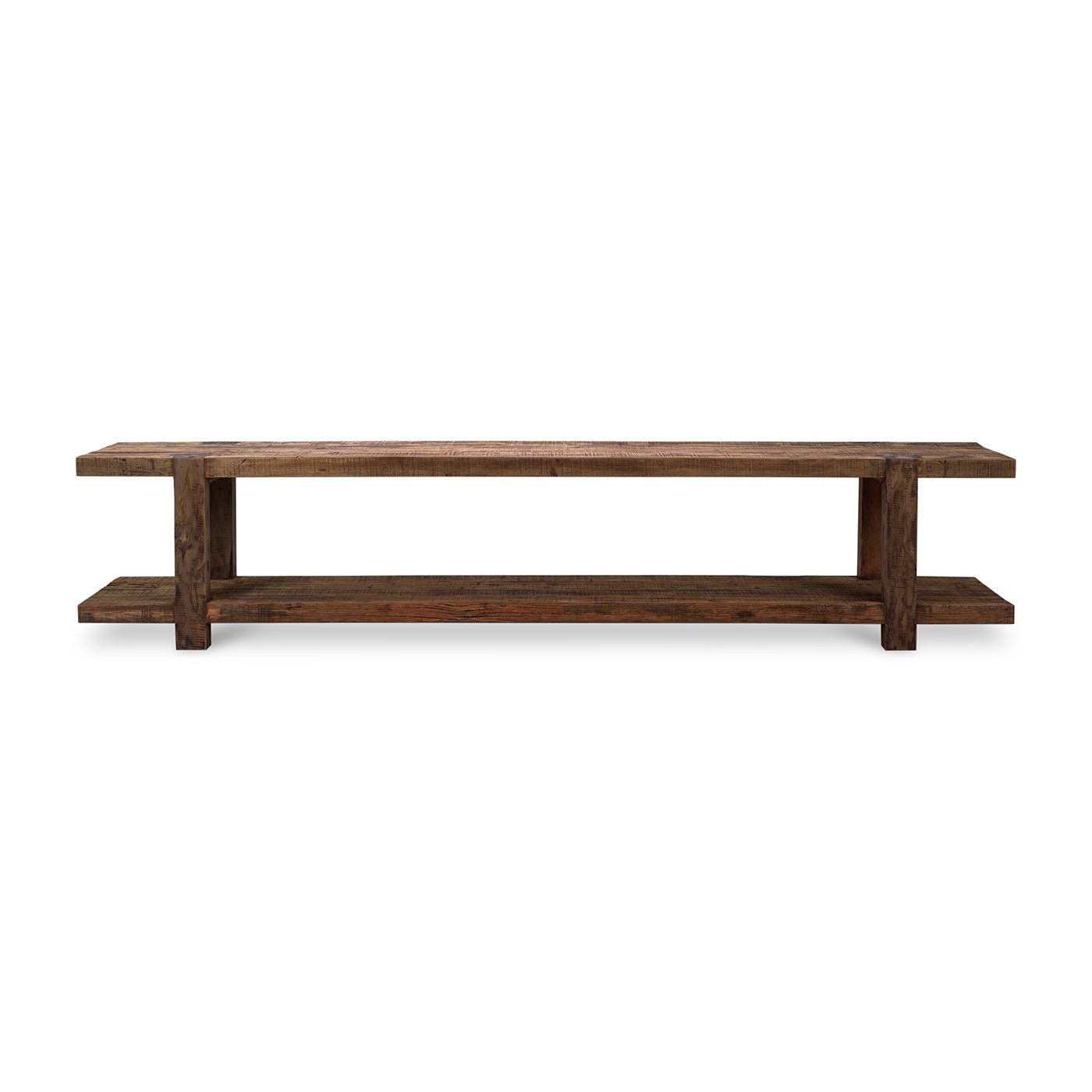 Two Tier Rustic Teak Media Console - English Georgian America