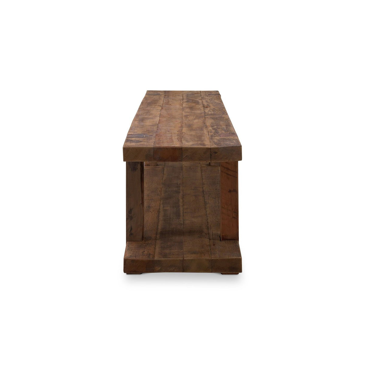 Two Tier Rustic Teak Media Console - English Georgian America