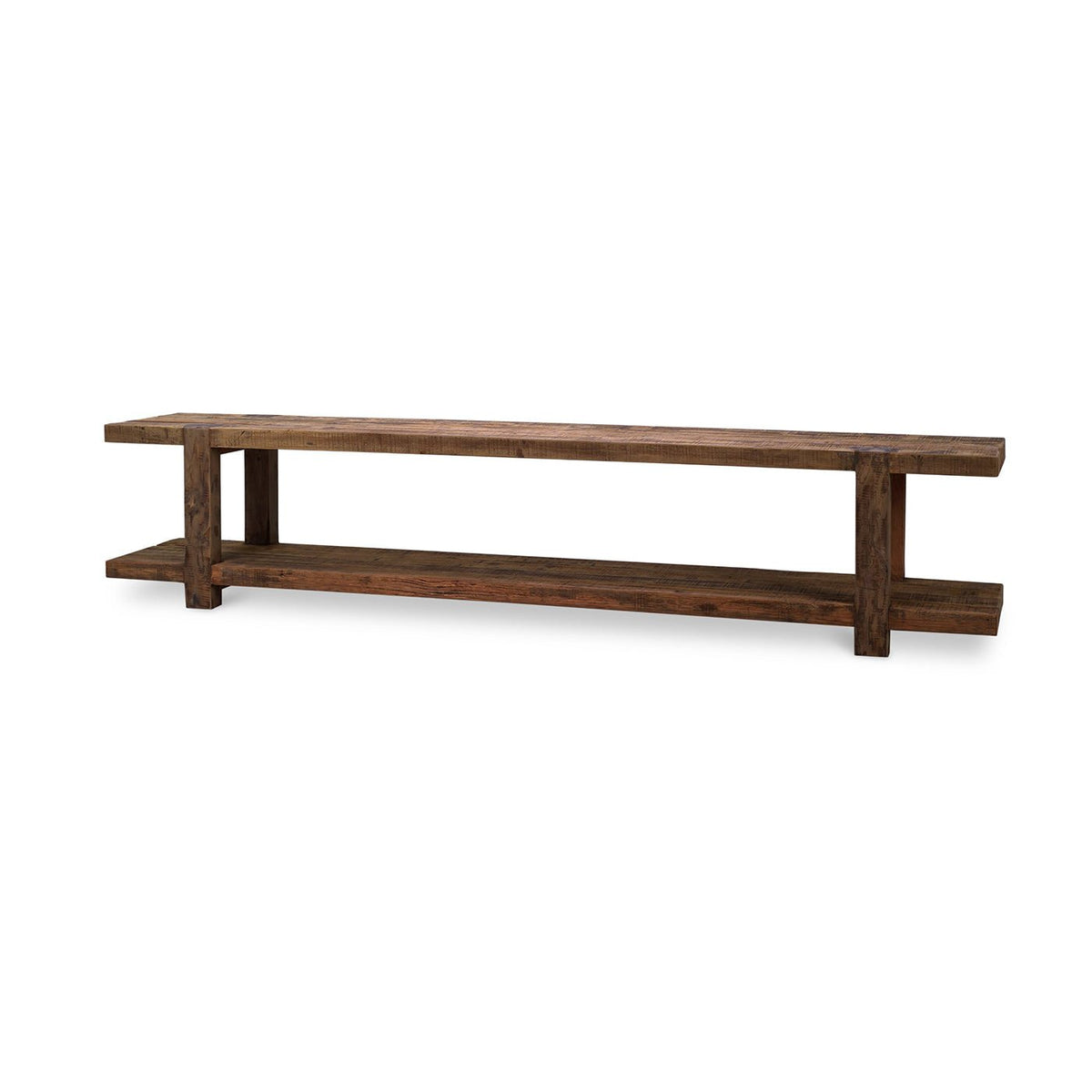 Two Tier Rustic Teak Media Console - English Georgian America