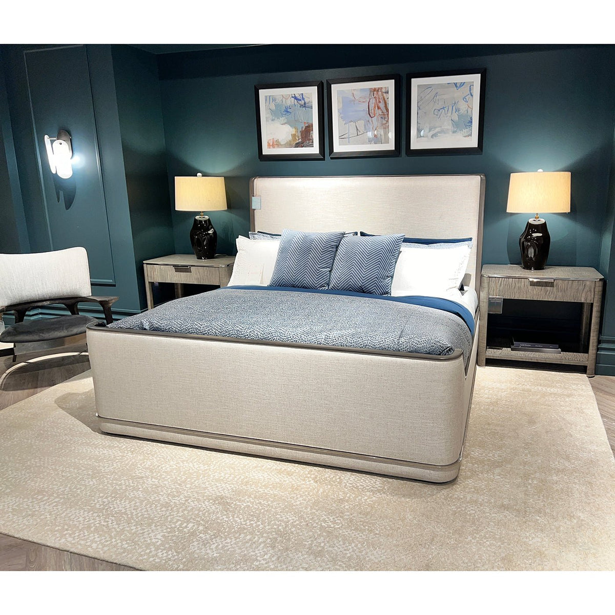 Upholstered Art Deco Bed - English Georgian America