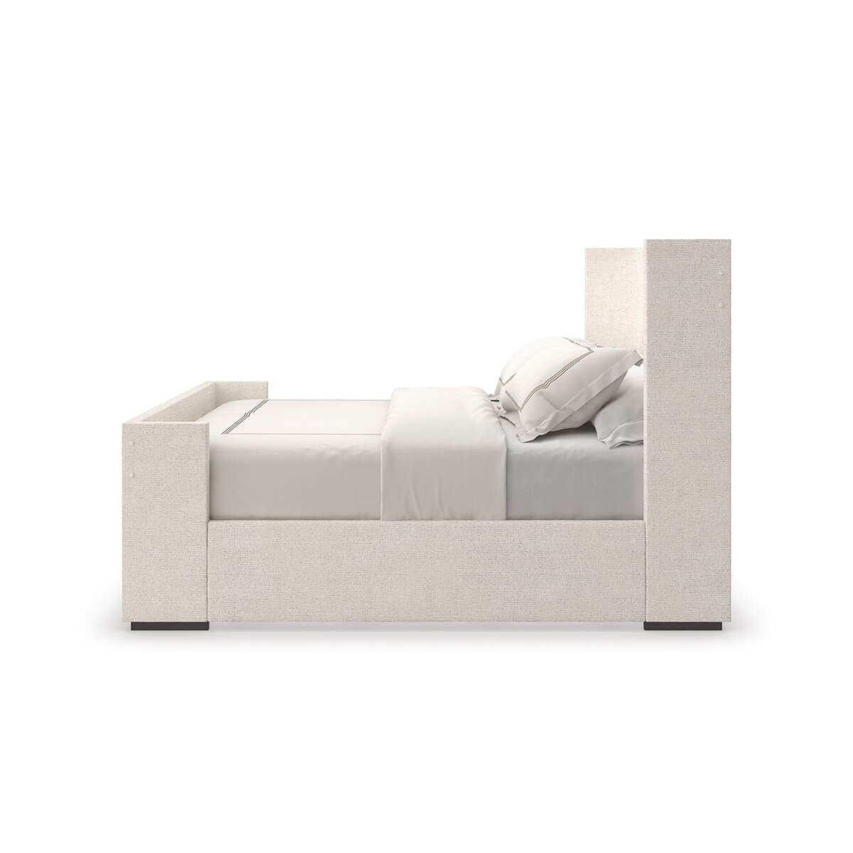 Upholstered Queen Size Minimalist Bed - English Georgian America