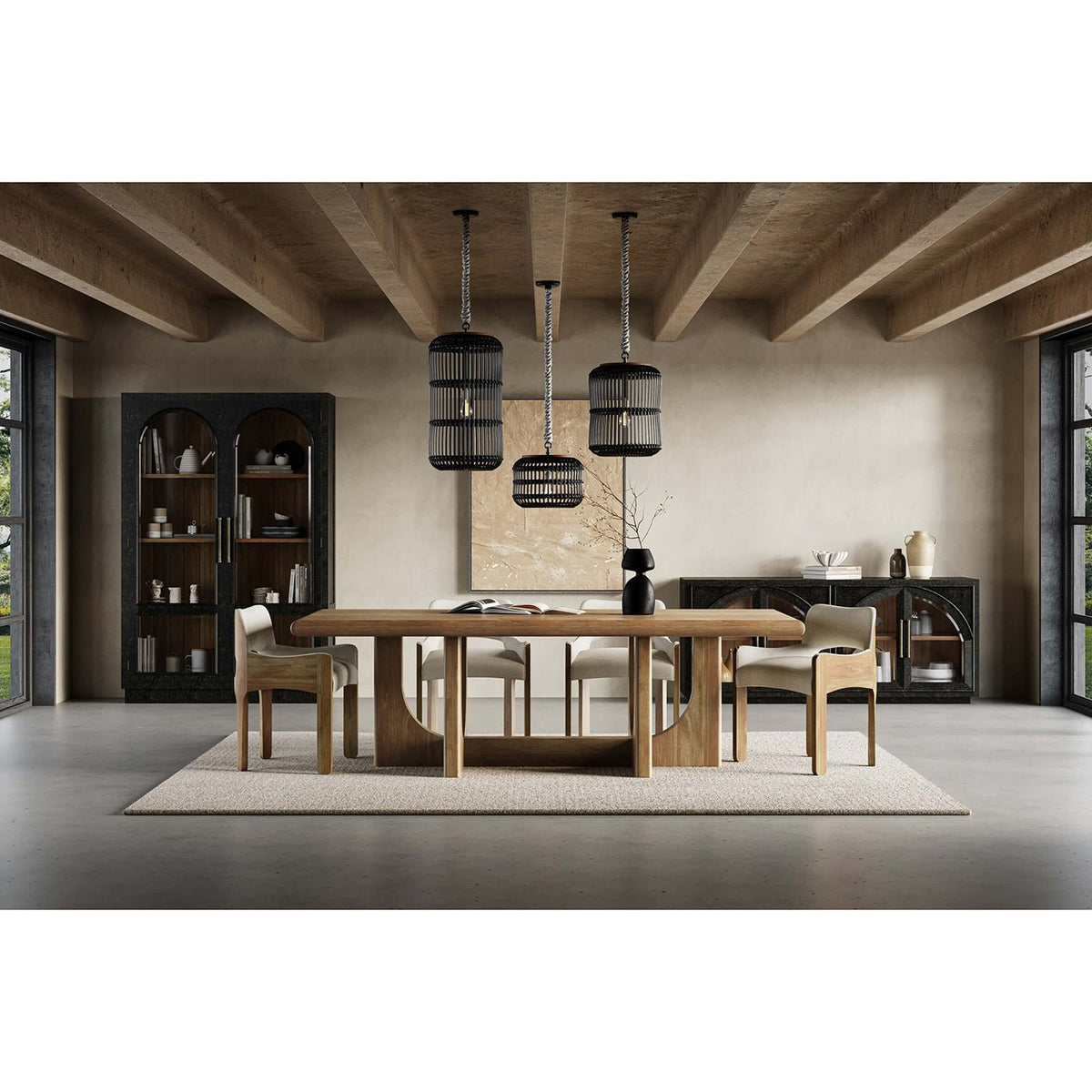 Vintage Black Display Cabinet - English Georgian America