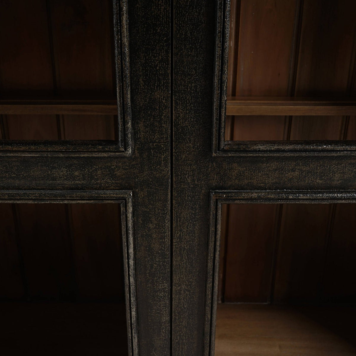 Vintage Black Display Cabinet - English Georgian America