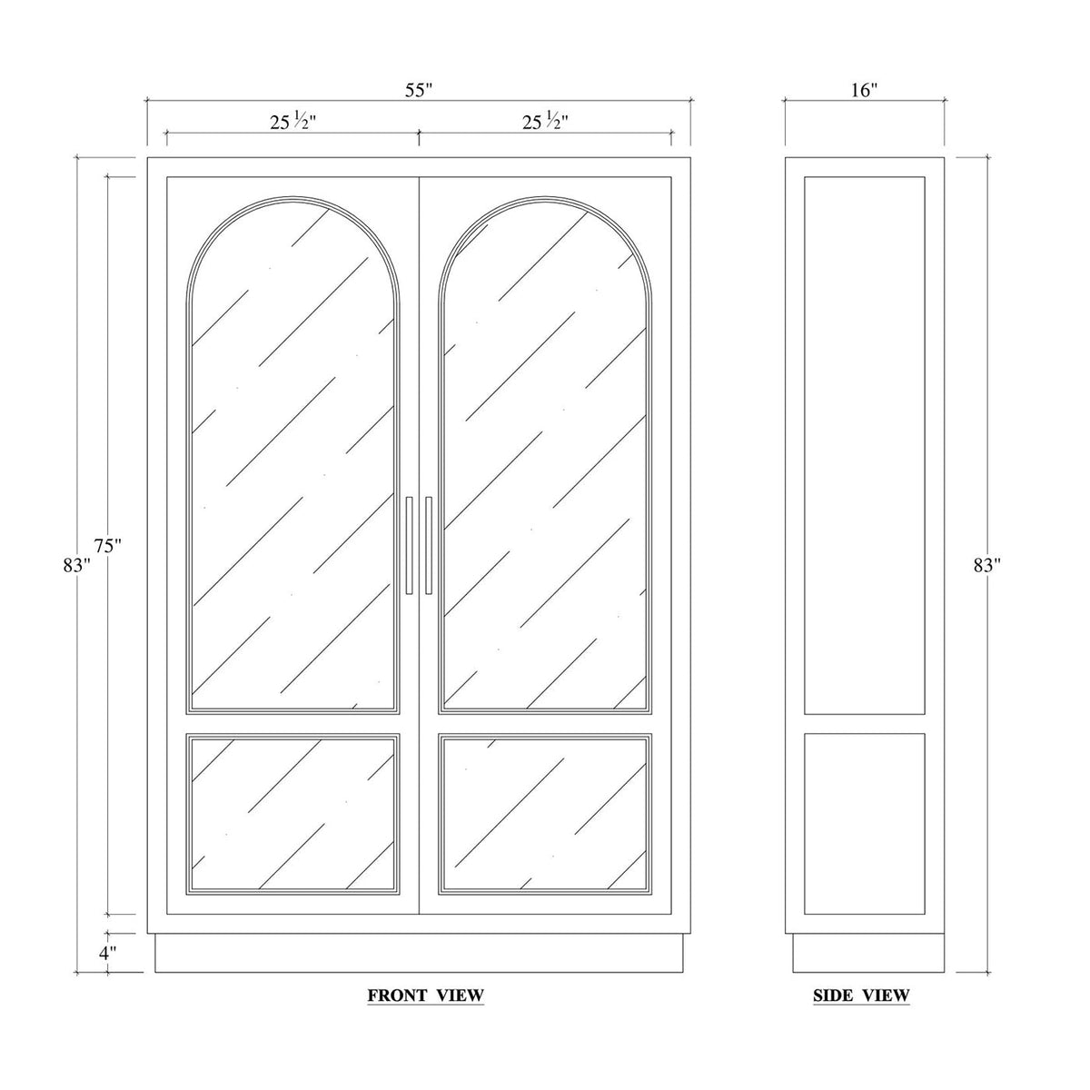 Vintage Black Display Cabinet - English Georgian America