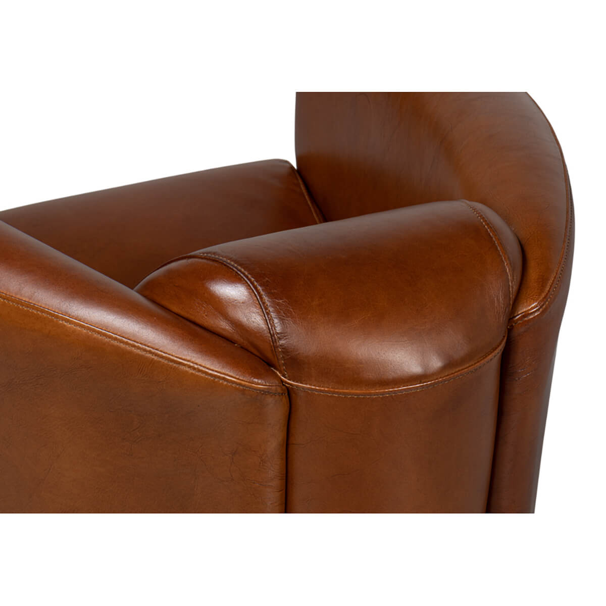 Vintage-Style Brown Leather Club Chair - English Georgian America
