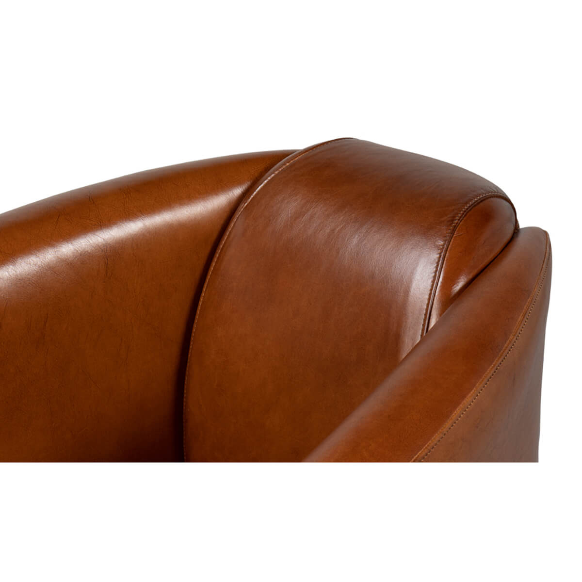 Vintage-Style Brown Leather Club Chair - English Georgian America