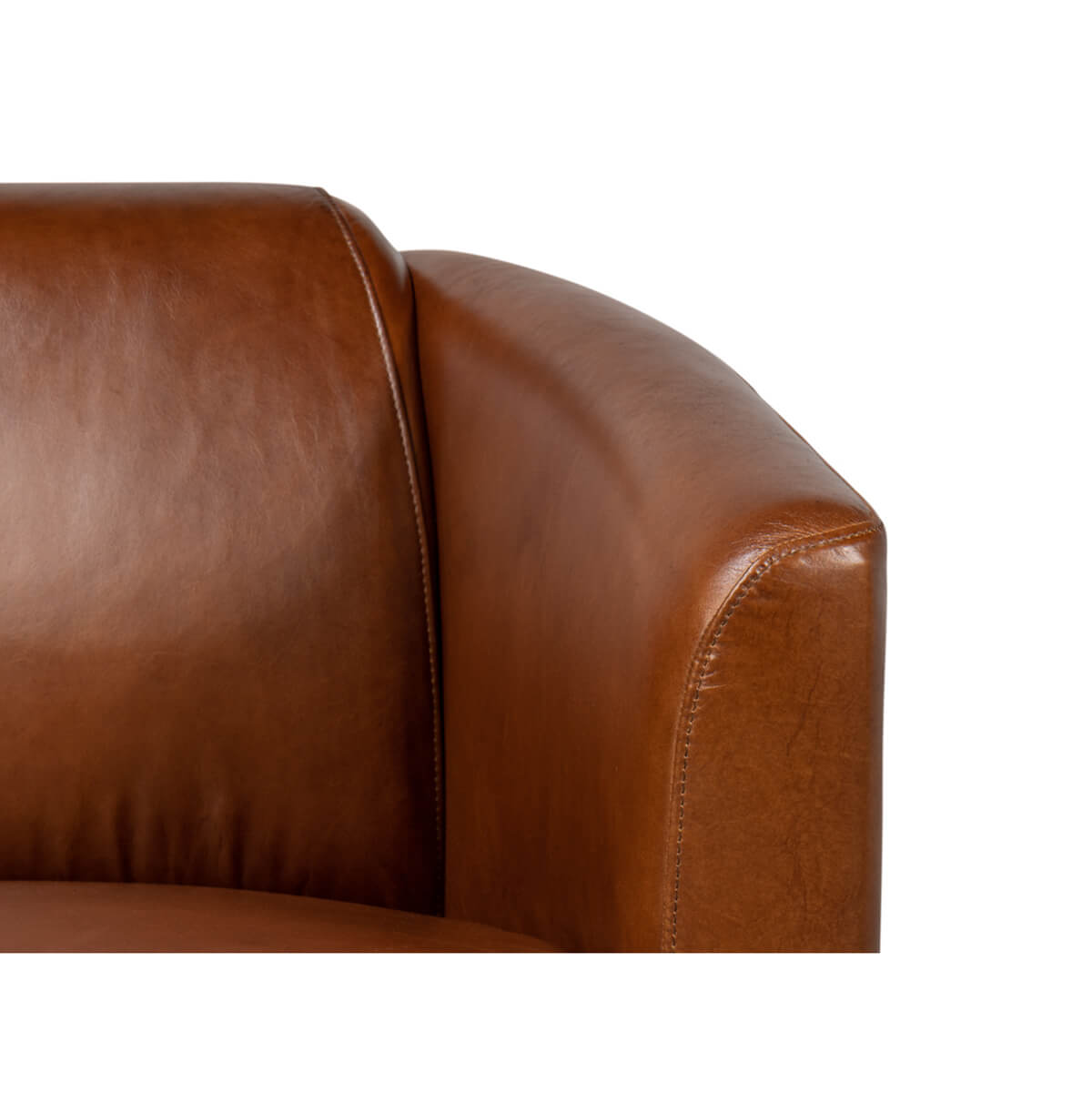Vintage-Style Brown Leather Club Chair - English Georgian America