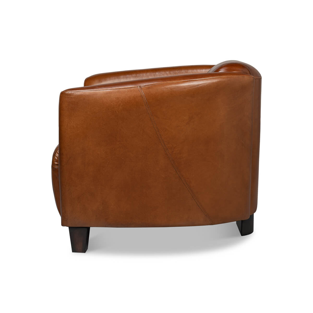 Vintage-Style Brown Leather Club Chair - English Georgian America