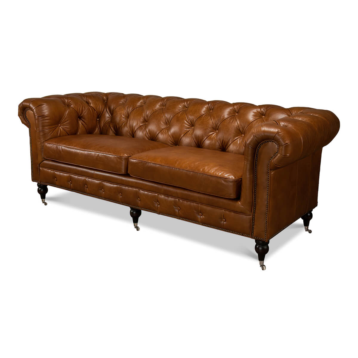 Vintage Style Classic Chesterfield Sofa - Cuban Cigar - English Georgian America