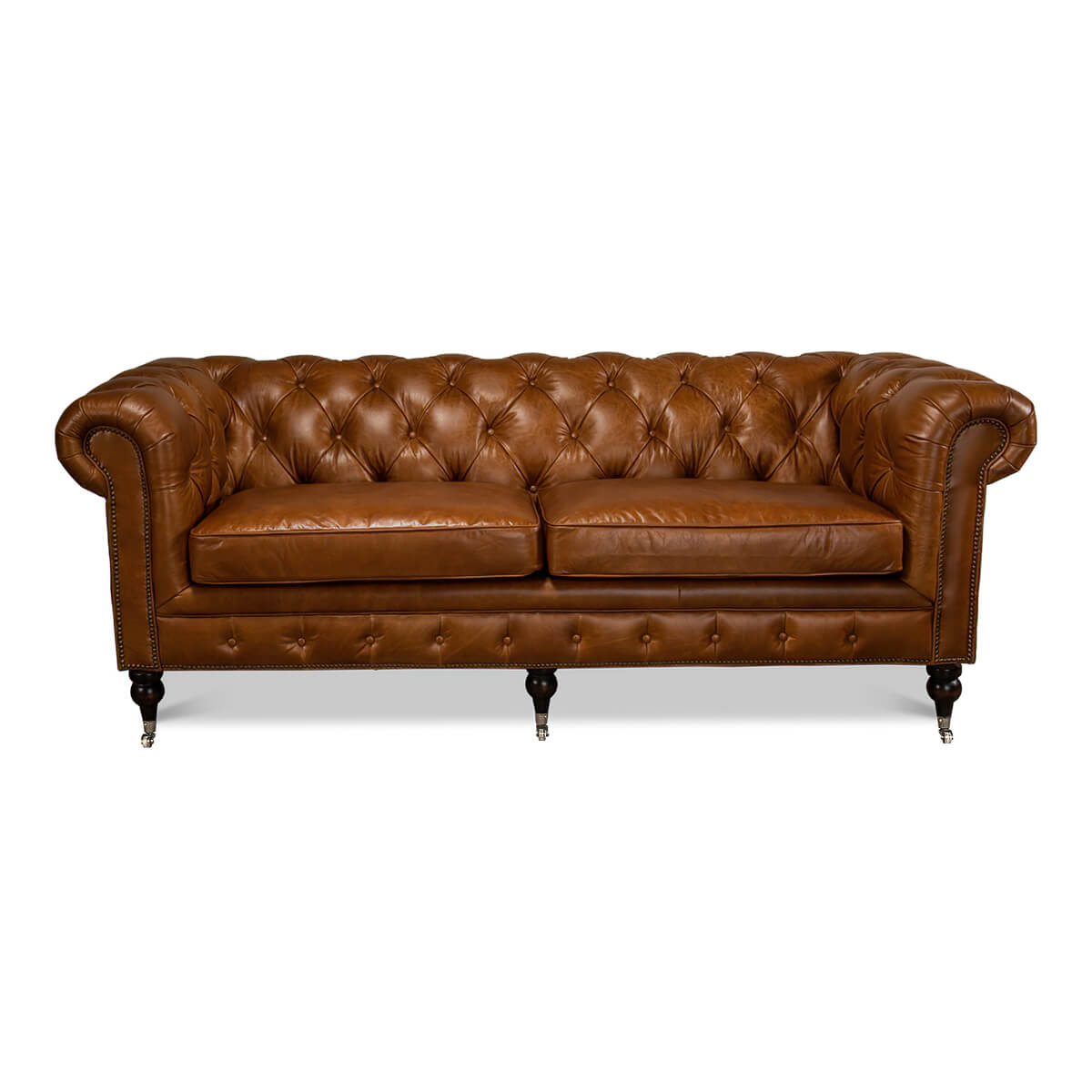 Vintage Style Classic Chesterfield Sofa - Cuban Cigar - English Georgian America