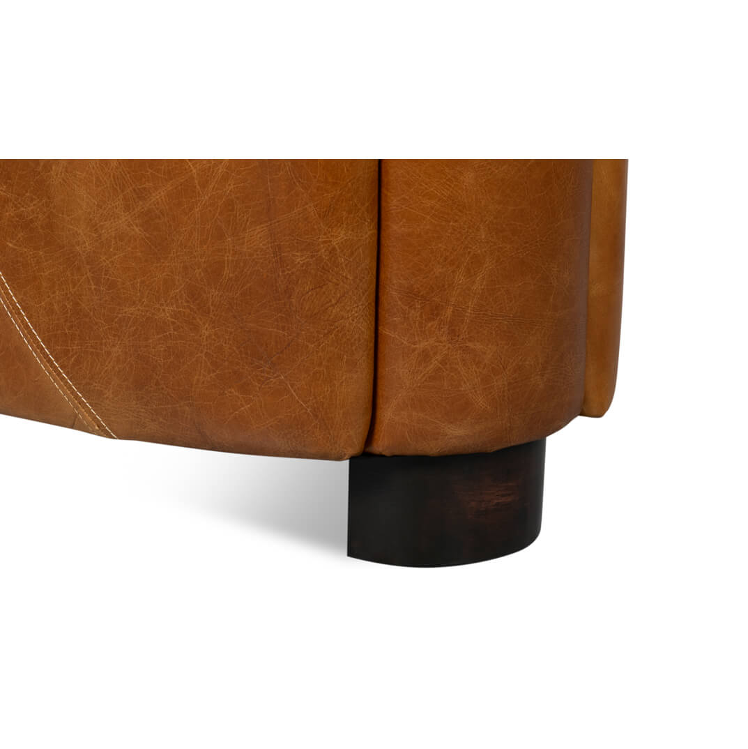 Vintage-Style Cuba Brown Leather Club Chair - English Georgian America