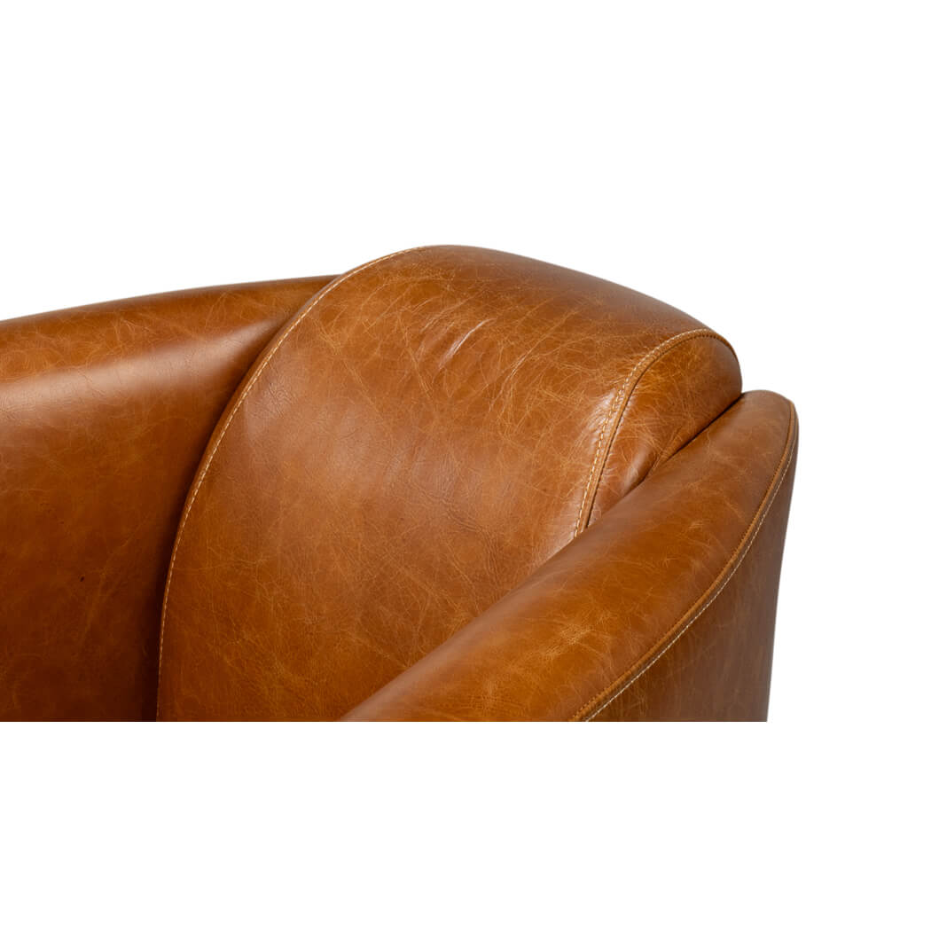 Vintage-Style Cuba Brown Leather Club Chair - English Georgian America