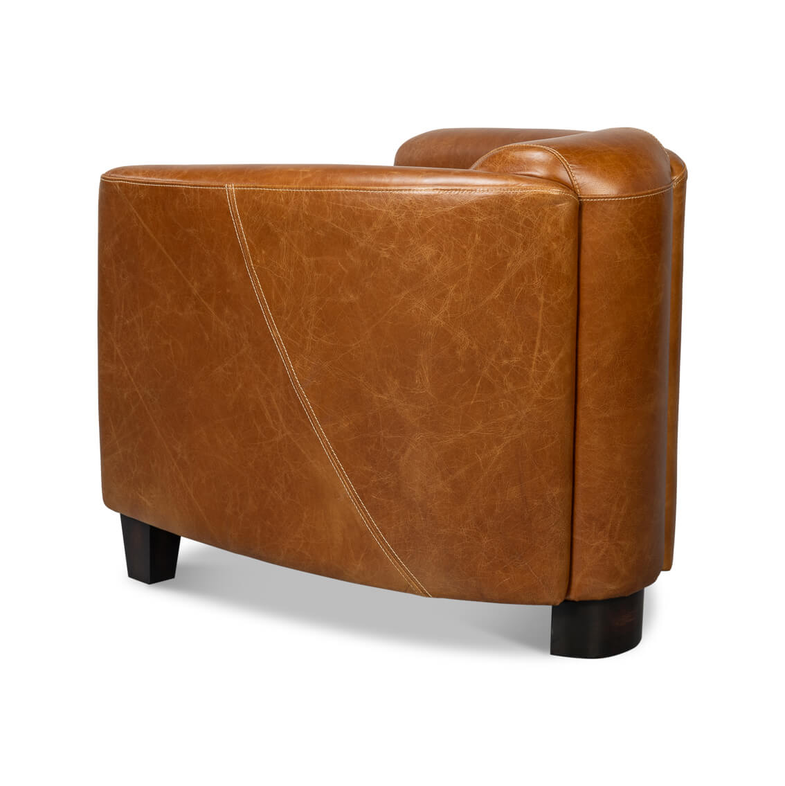 Vintage-Style Cuba Brown Leather Club Chair - English Georgian America