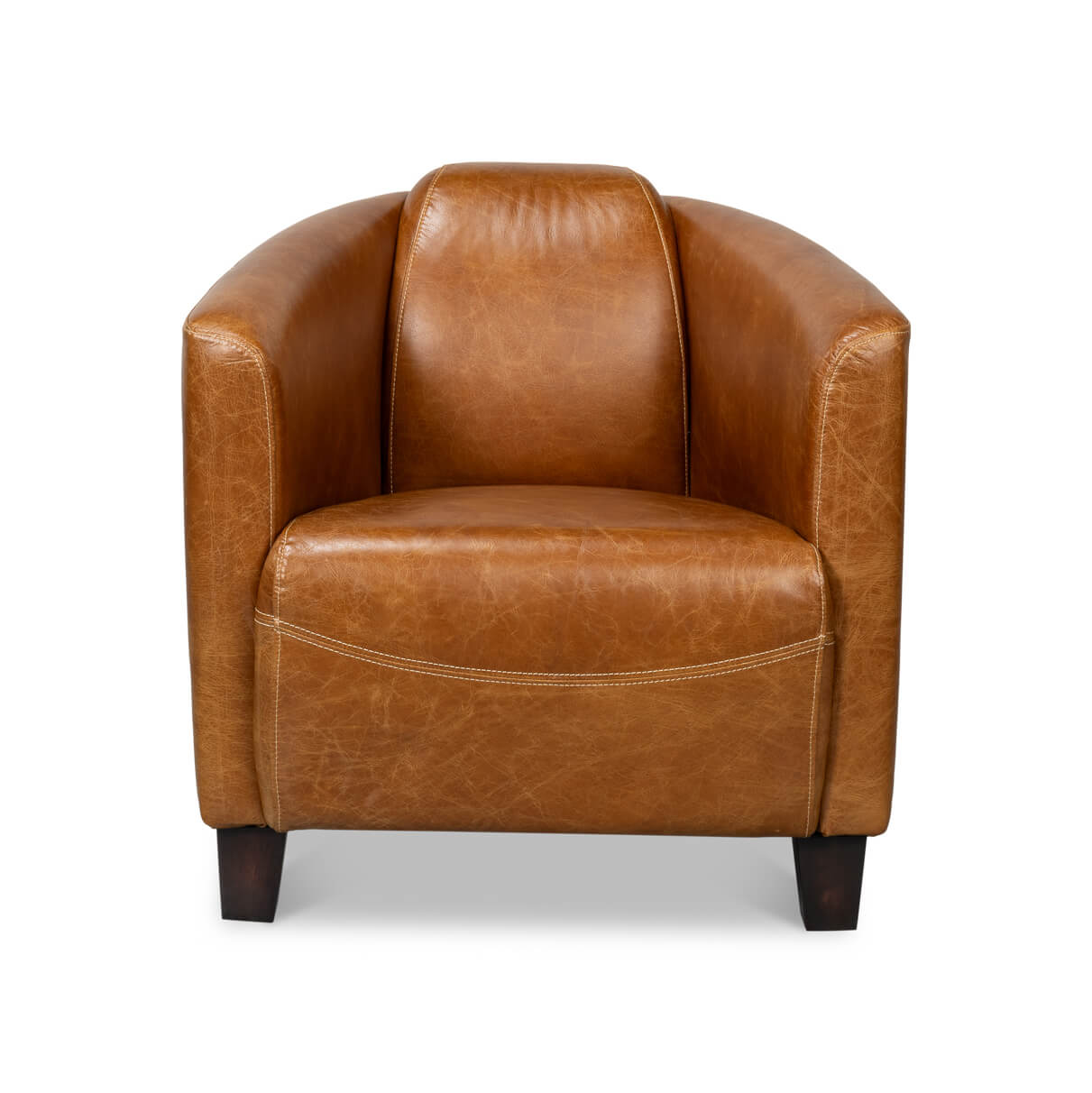 Vintage-Style Cuba Brown Leather Club Chair - English Georgian America