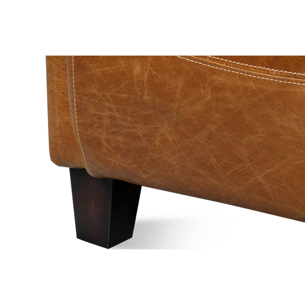 Vintage-Style Cuba Brown Leather Club Chair - English Georgian America