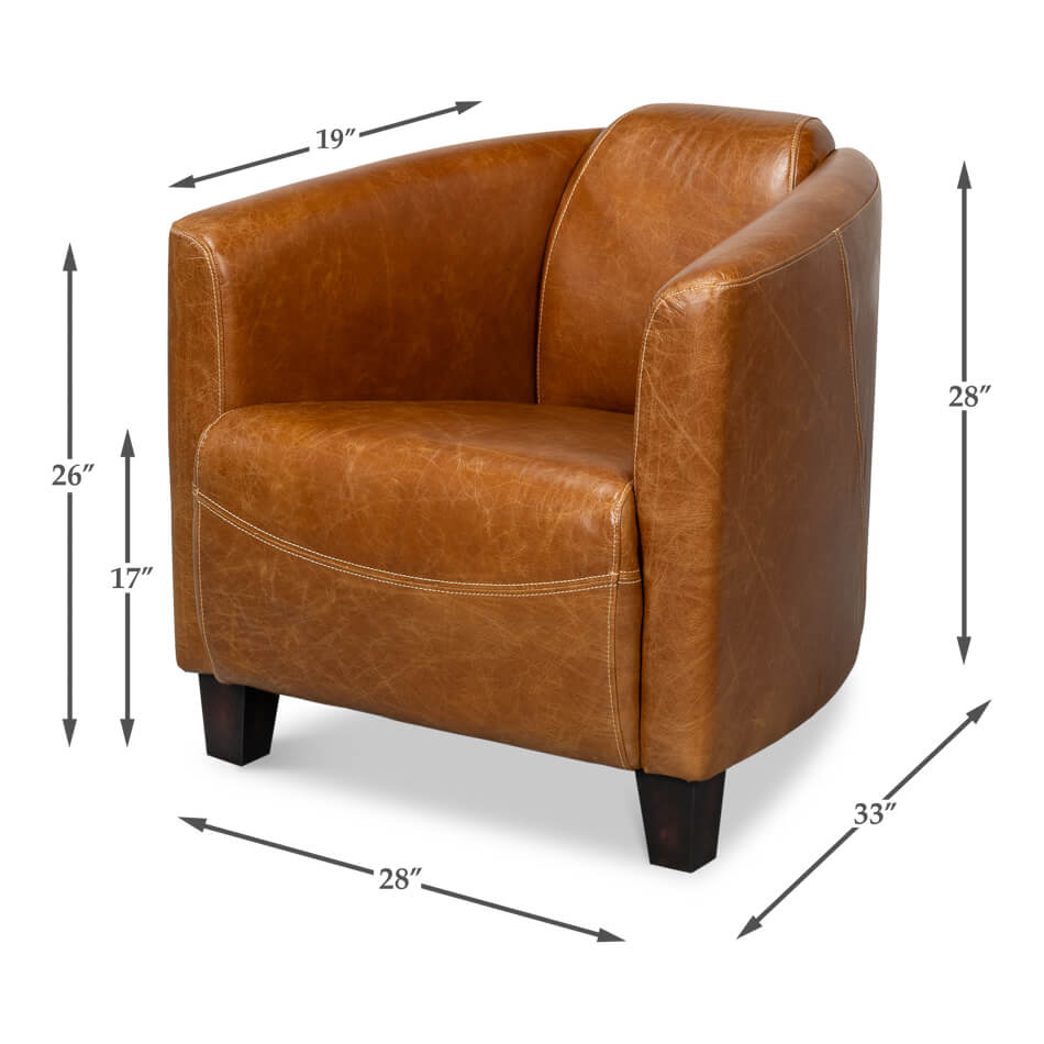 Vintage-Style Cuba Brown Leather Club Chair - English Georgian America