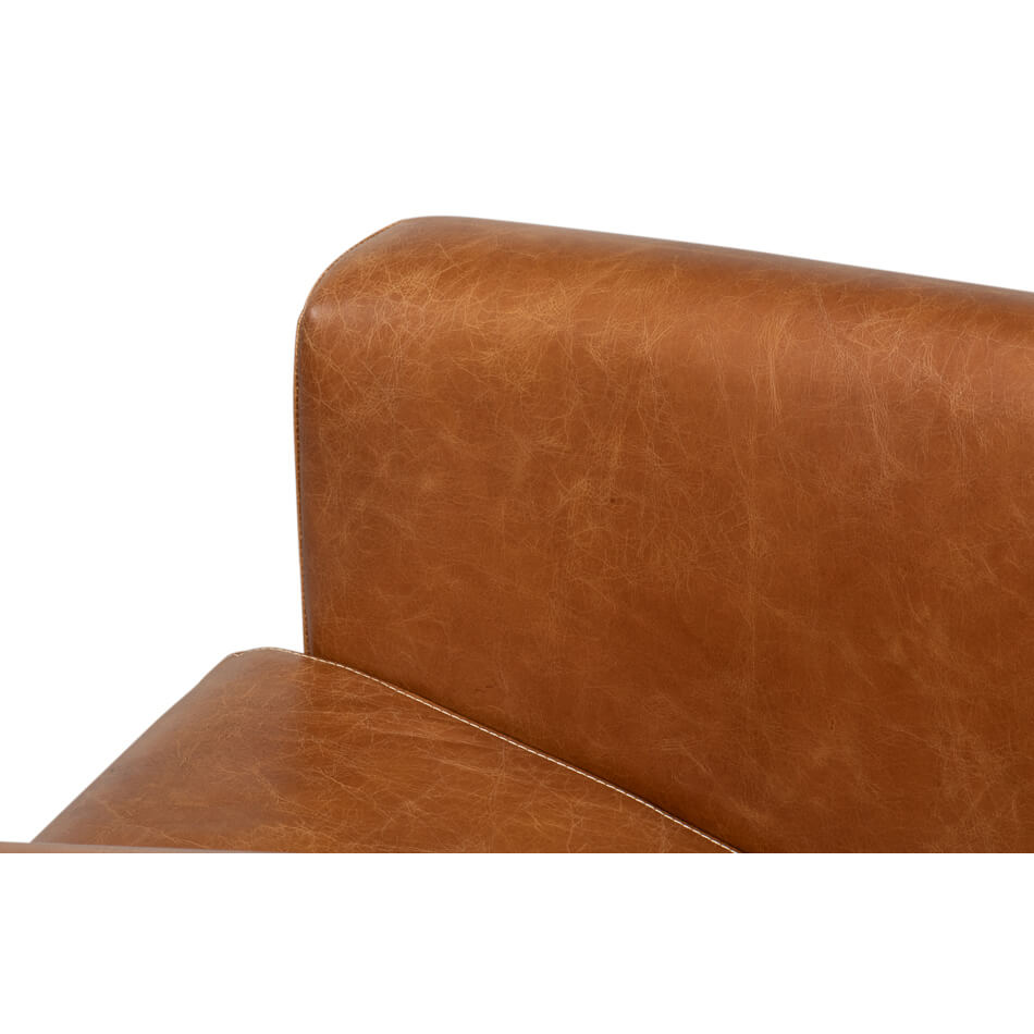 Vintage-Style Cuba Brown Leather Club Chair - English Georgian America