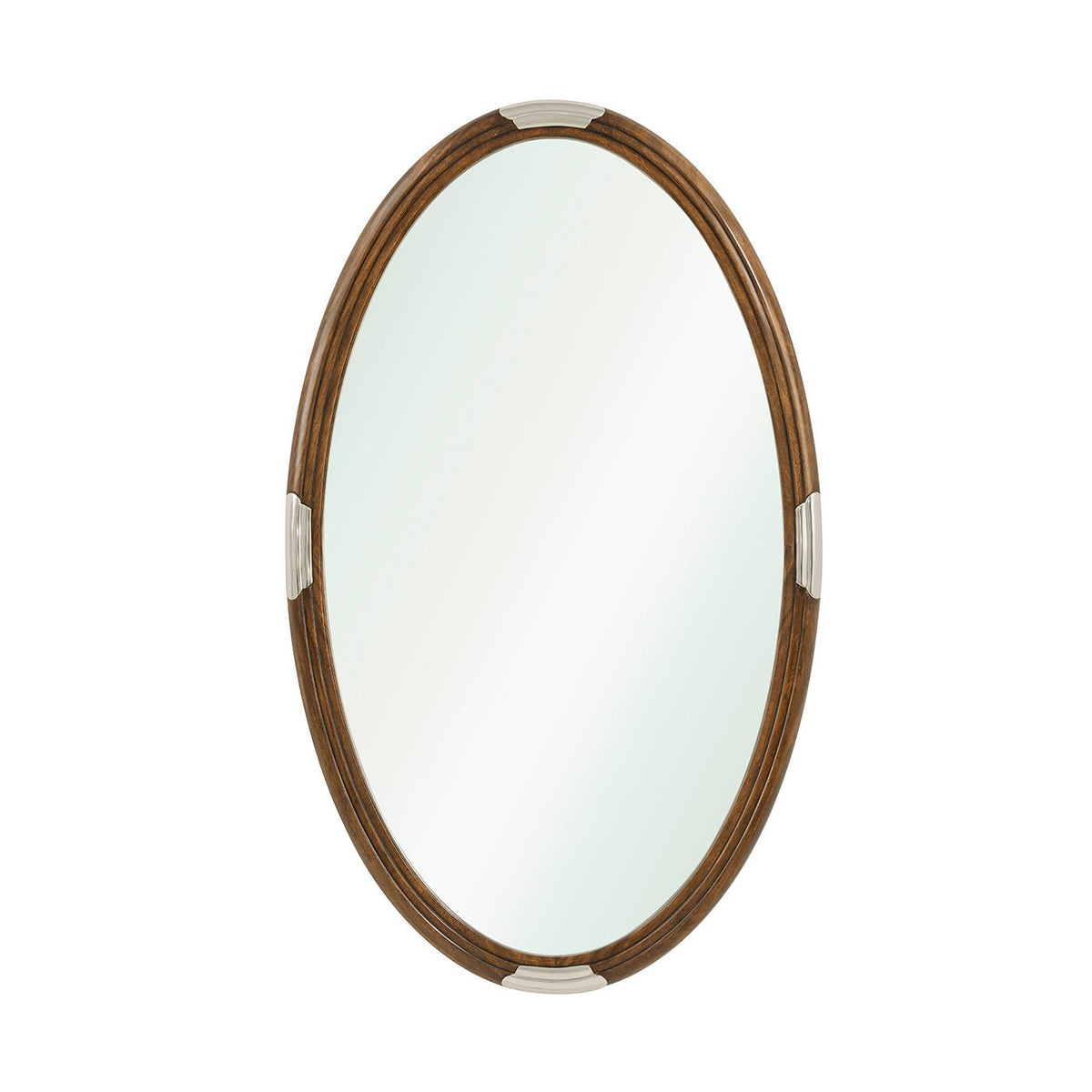 Walnut Art Deco Oval Mirror - English Georgian America