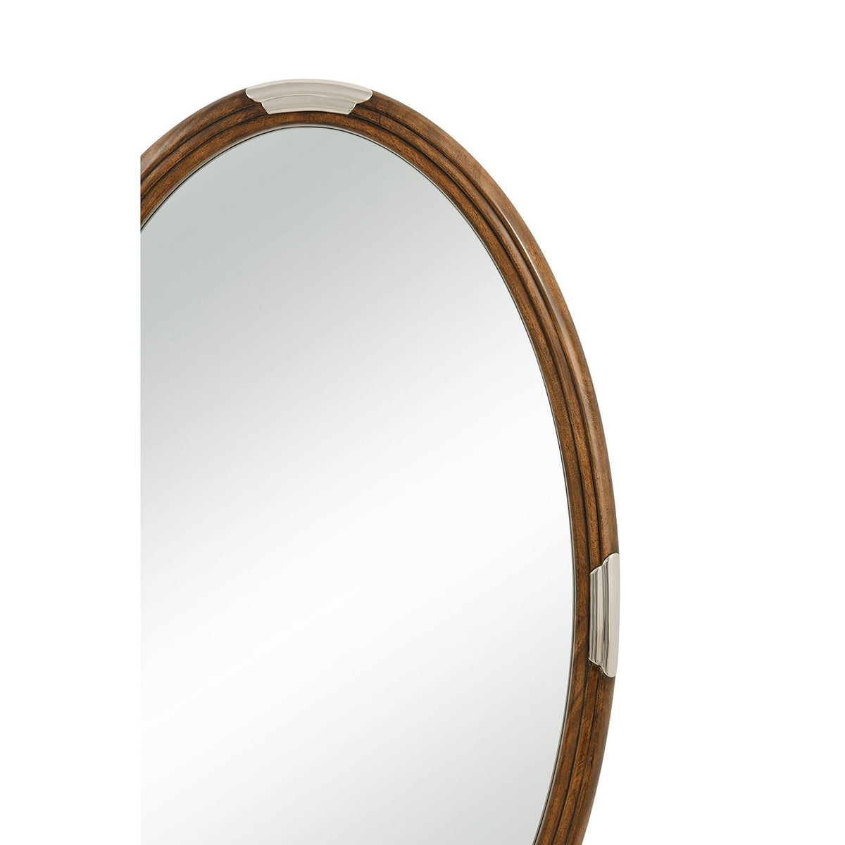Walnut Art Deco Oval Mirror - English Georgian America