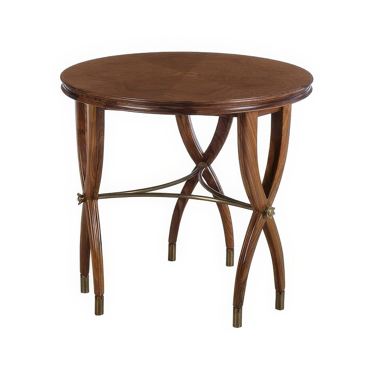 Walnut Art Deco Round Side Table - English Georgian America