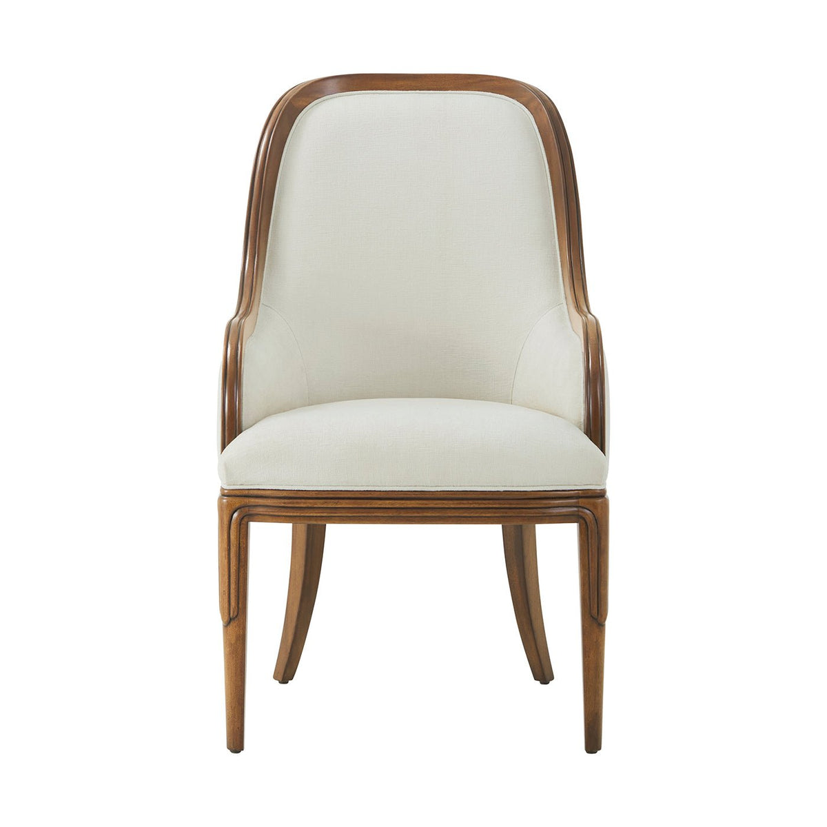 Walnut Art Deco Upholstered Dining Armchair - English Georgian America