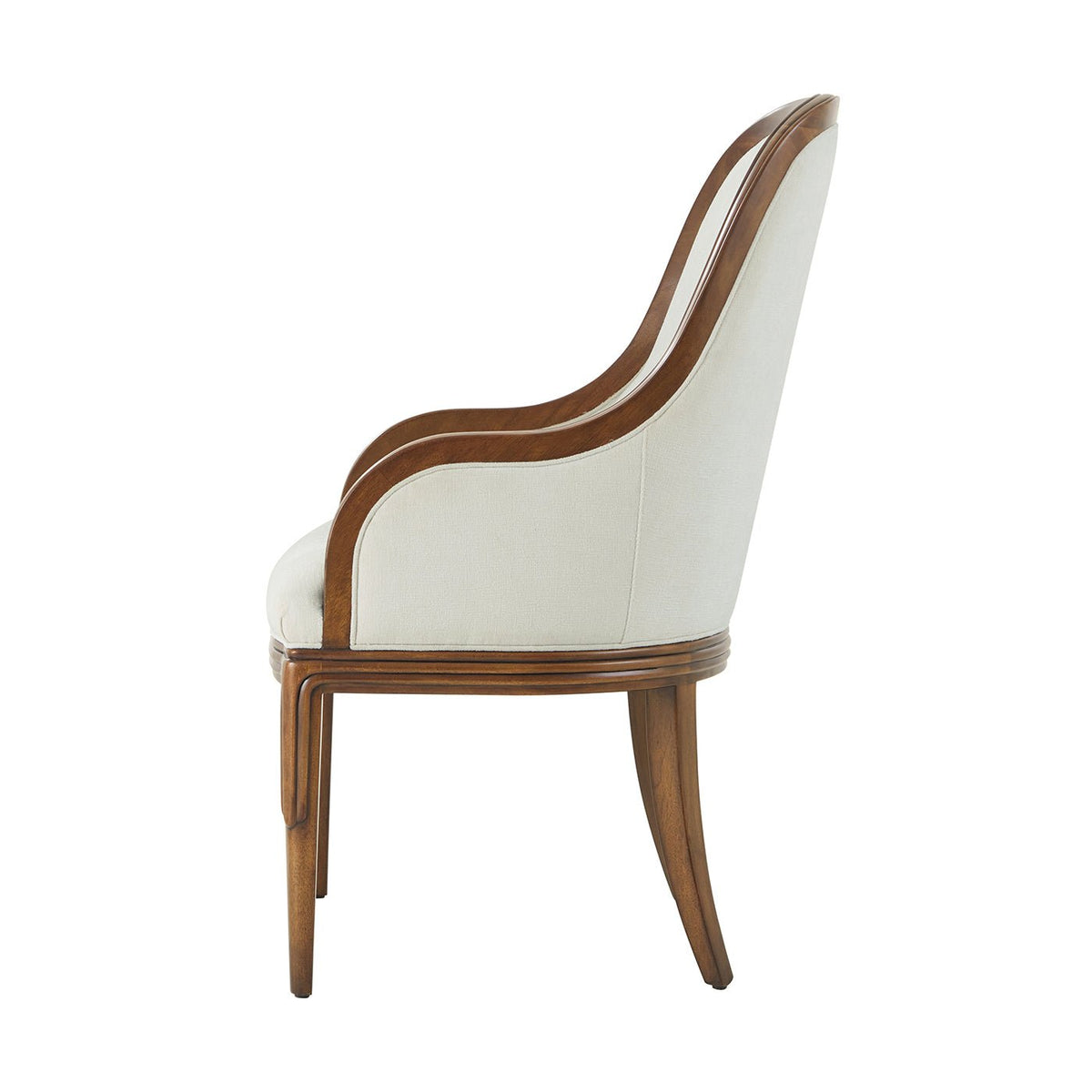 Walnut Art Deco Upholstered Dining Armchair - English Georgian America