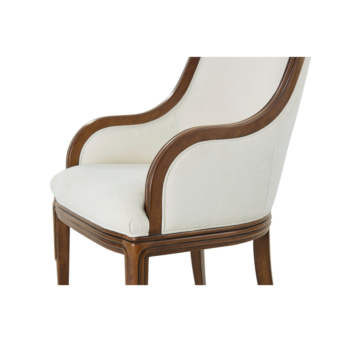 Walnut Art Deco Upholstered Dining Armchair - English Georgian America