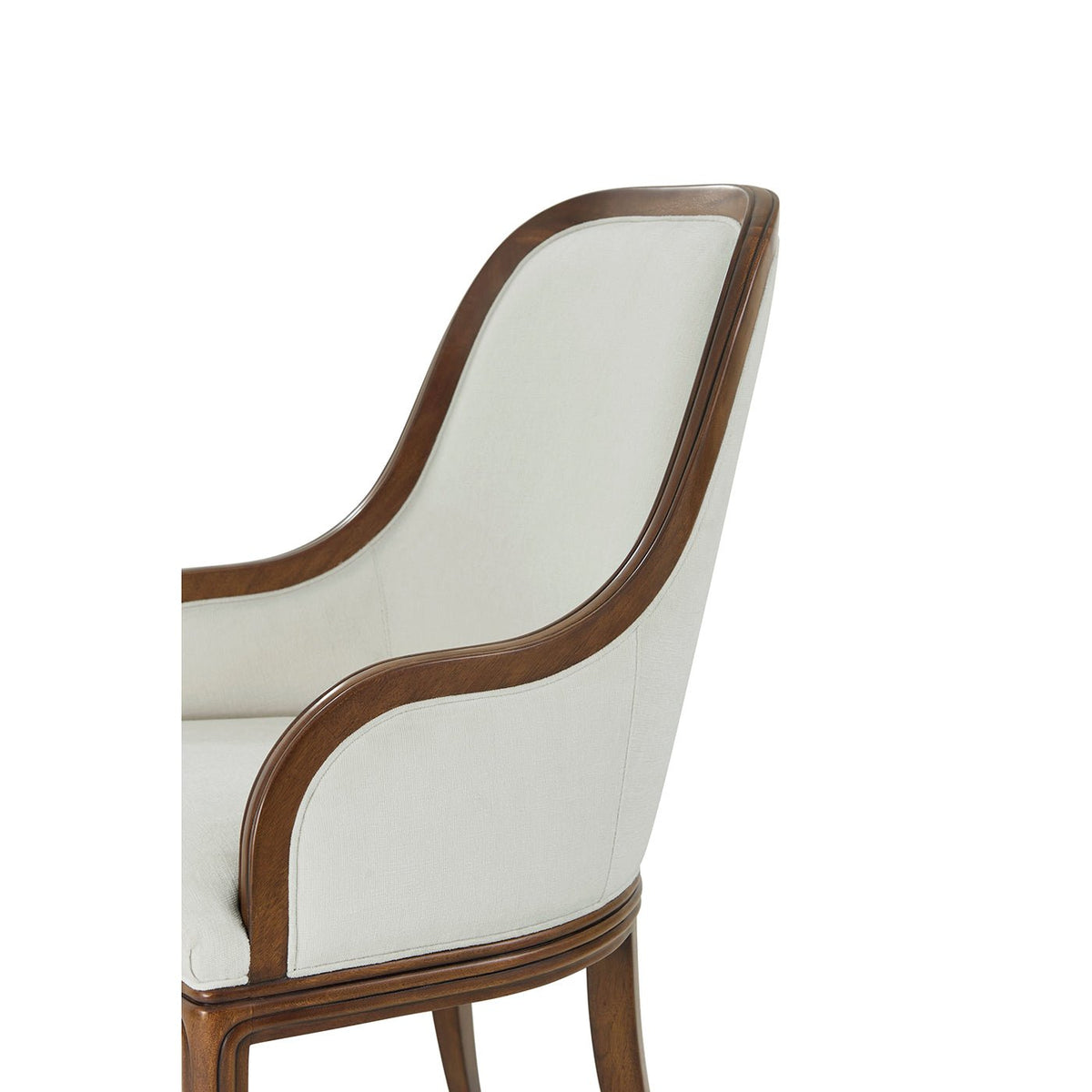 Walnut Art Deco Upholstered Dining Armchair - English Georgian America