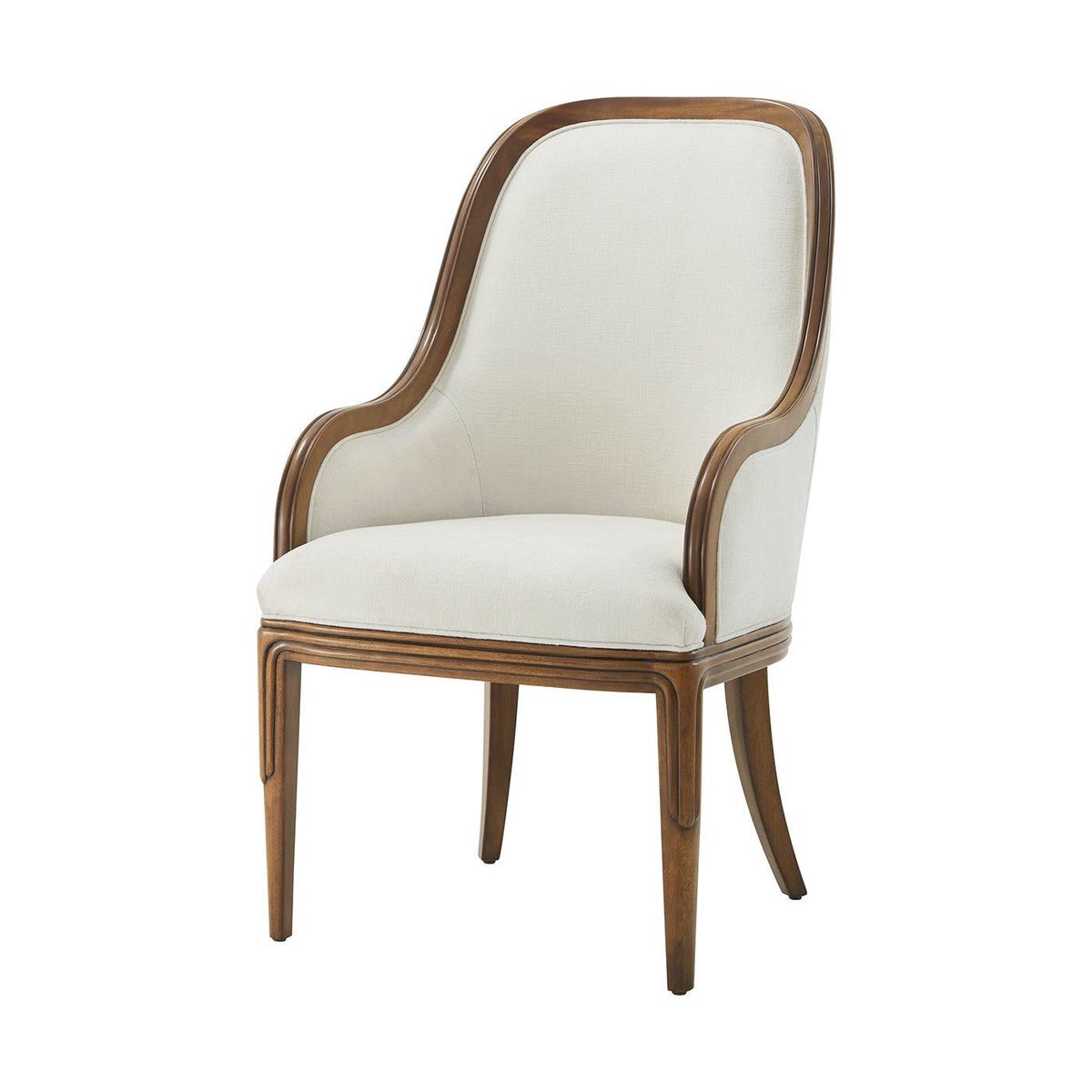 Walnut Art Deco Upholstered Dining Armchair - English Georgian America