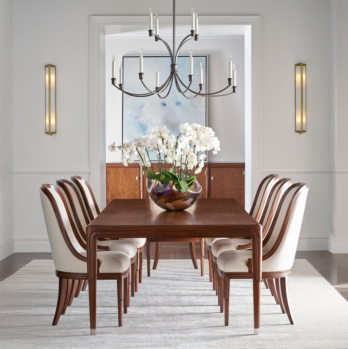 Walnut Art Deco Upholstered Dining Chair - English Georgian America