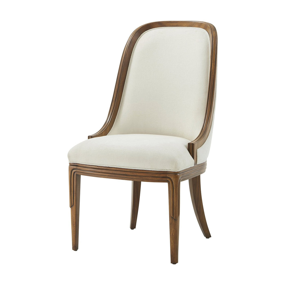 Walnut Art Deco Upholstered Dining Chair - English Georgian America