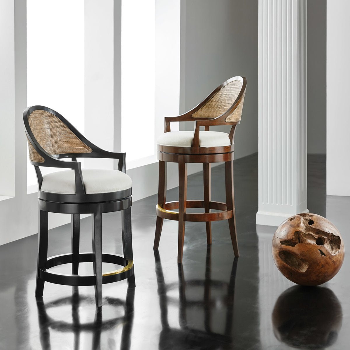 Walnut Swivel Bar Stool - English Georgian America