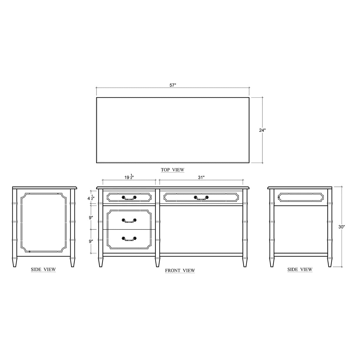 Westminster Bamboo Desk - English Georgian America