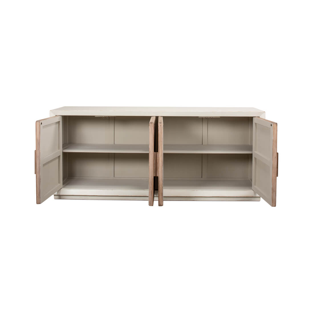 White Chevron Reclaimed Wood Buffet Cabinet - English Georgian America