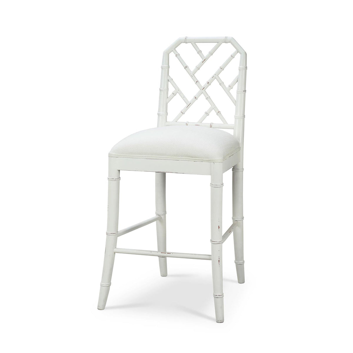 White Chinese Chippendale Counter Stool - English Georgian America