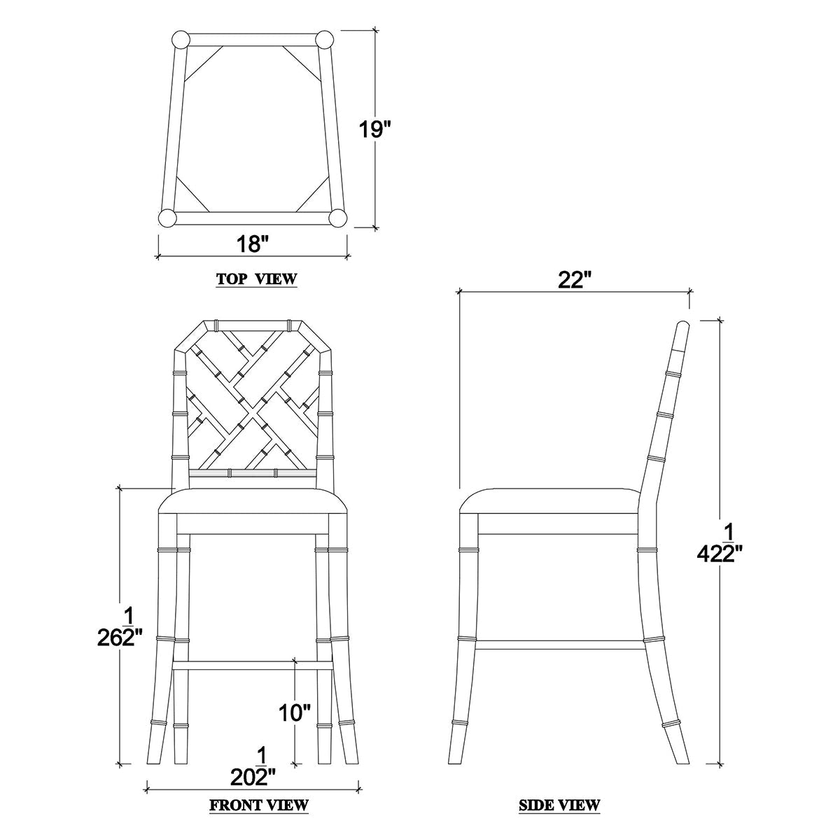 White Chinese Chippendale Counter Stool - English Georgian America