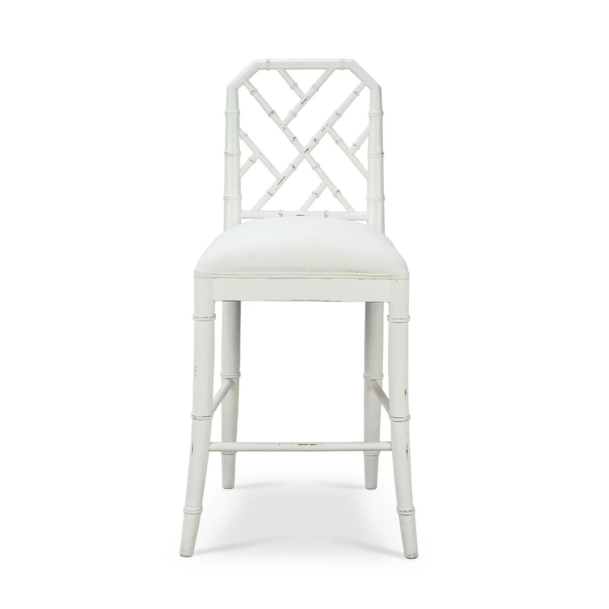 White Chinese Chippendale Counter Stool - English Georgian America