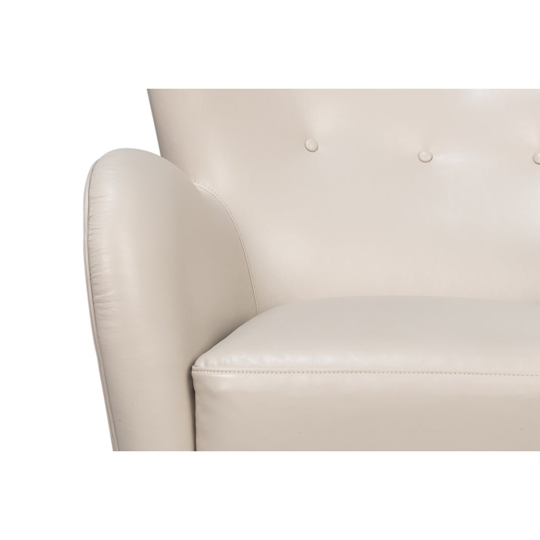 White Leather Modern Wing Chair - English Georgian America