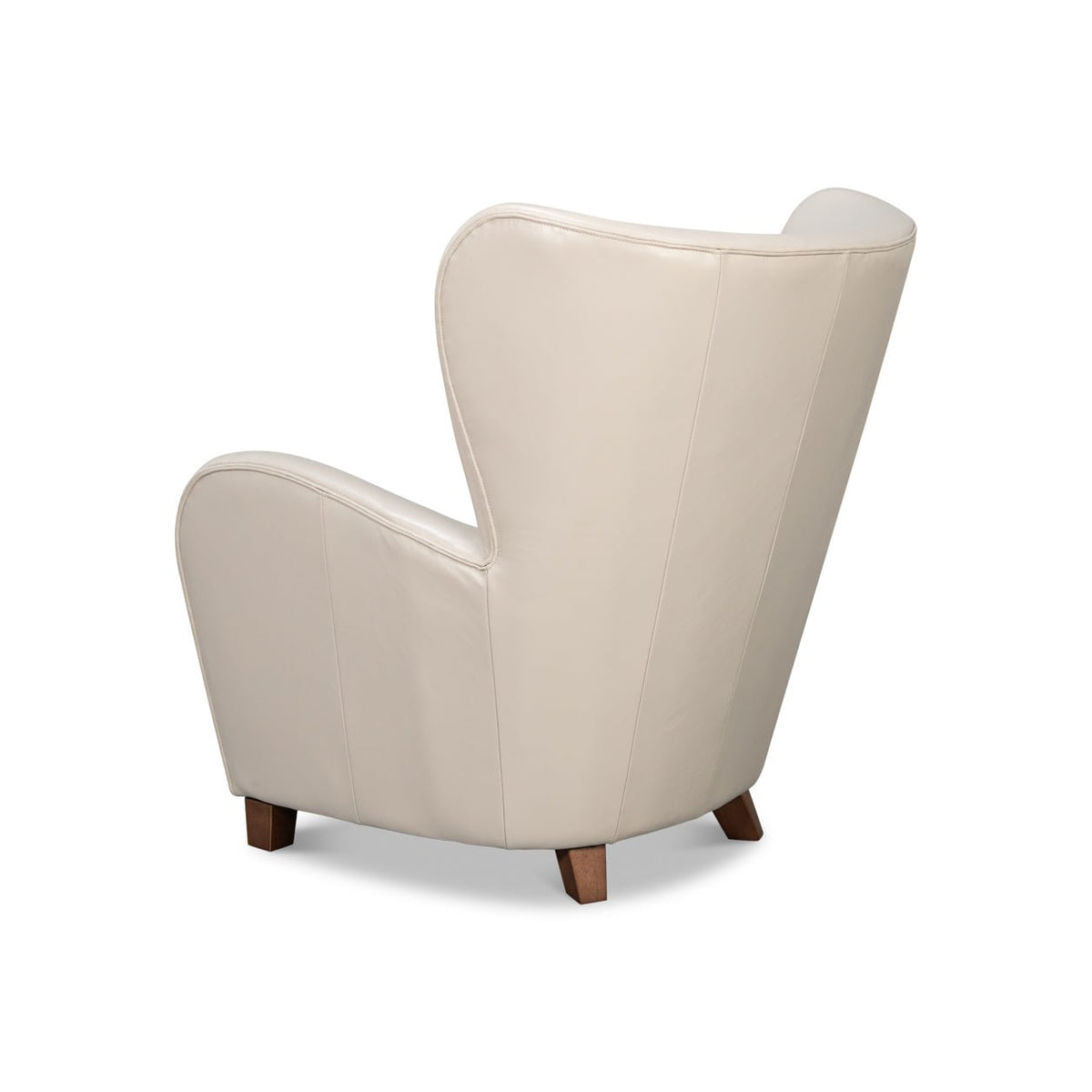 White Leather Modern Wing Chair - English Georgian America