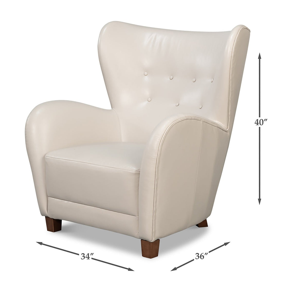 White Leather Modern Wing Chair - English Georgian America