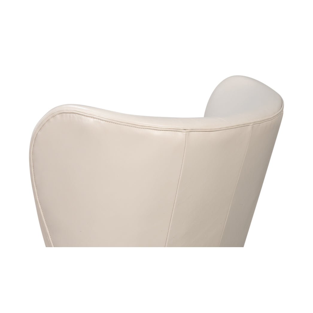 White Leather Modern Wing Chair - English Georgian America